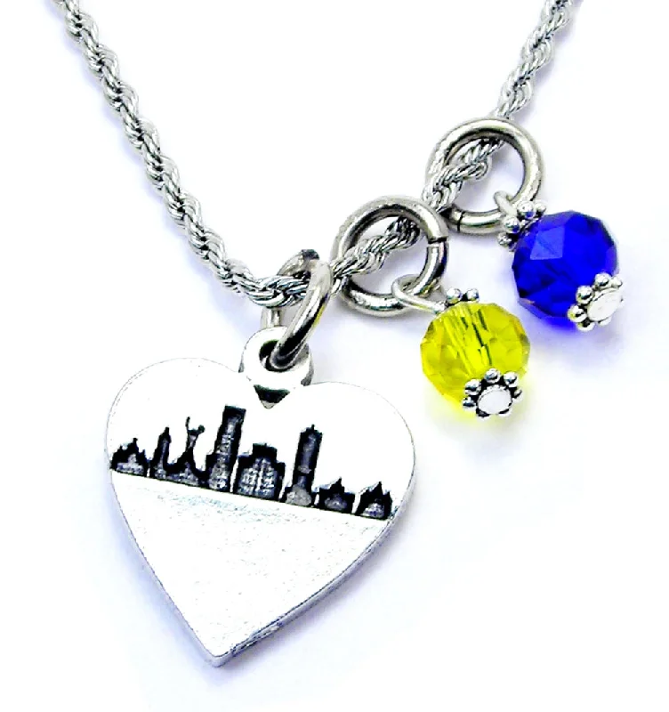 wedding necklaces for women -Ukrainian Skyline Necklace with Crystal Accent