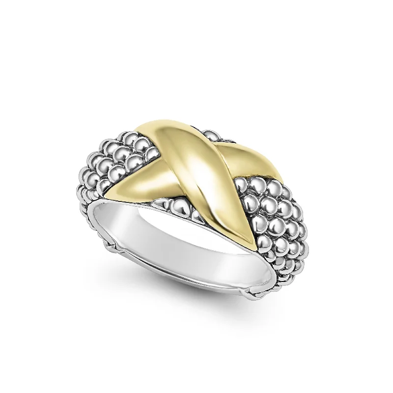 statement rings for women -Embrace Two-Tone X Caviar Ring