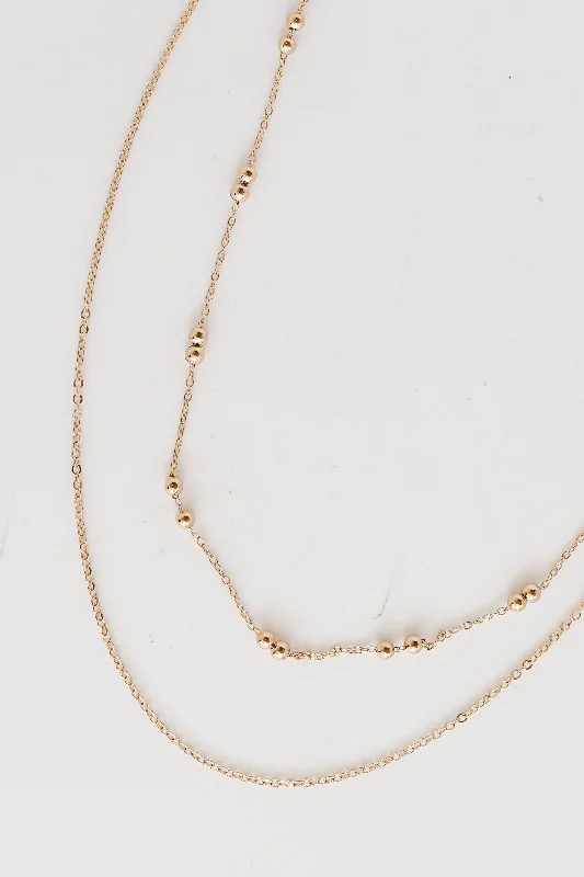 fashion necklaces for women -FINAL SALE - Nora Gold Layered Chain Necklace