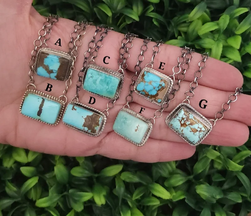 diamond pendant necklaces for women -Stamped Sterling Silver Turquoise Bar Necklaces