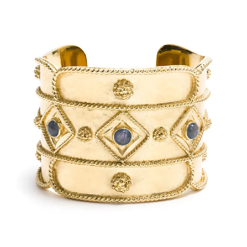 flower bangles for women -Capucine de Wulf Victoria Cuff- Blue Labradorite