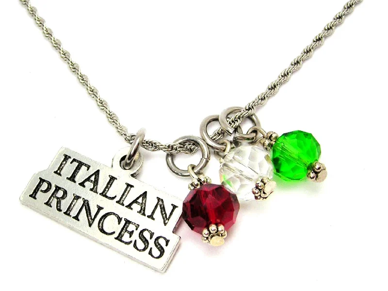 charm necklaces for women -Italian Princess Necklace With Red White Green Crystal Accents