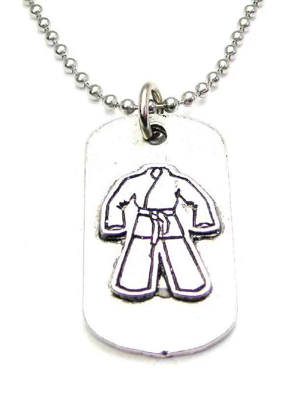 sterling silver necklaces for women -Karate Gi Uniform Catalog Dog Tag Necklace