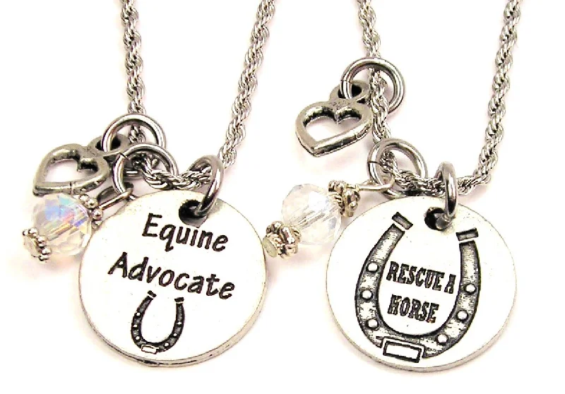 luxury crystal necklaces for women -Horse Rescue Set Of 2 Rope Chain Necklaces