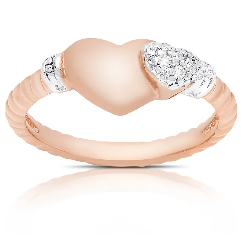 anniversary gemstone rings -Samantha Stone Rose Gold Over Sterling Silver Cubic Zirconia Heart Ring