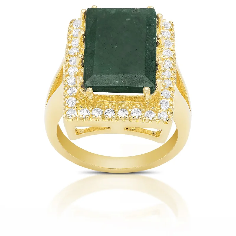 unique gemstone rings -Dolce Giavonna Sterling Silver Lab Created Emerald-cut Gemstone Ring