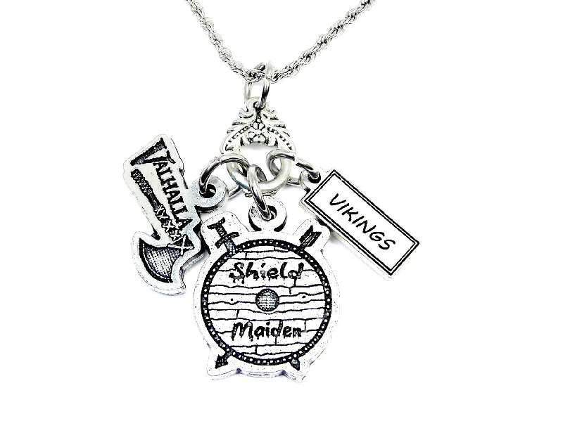 luxury wedding necklaces for women -Shield Maiden Vikings  charm holder necklace 20" chain