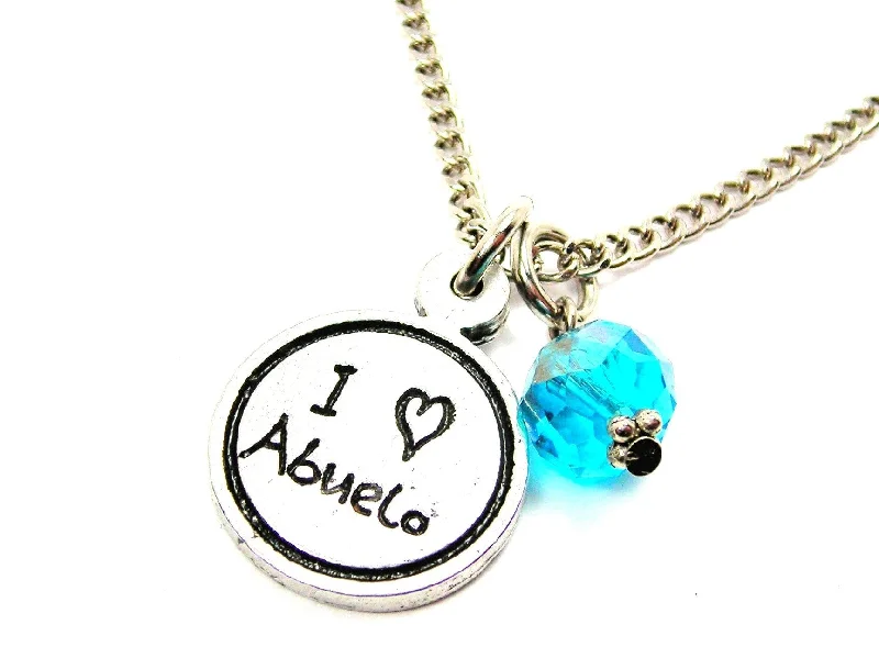 delicate necklaces for women -I Love Abuelo Child Handwriting Necklace With Crystal Accent