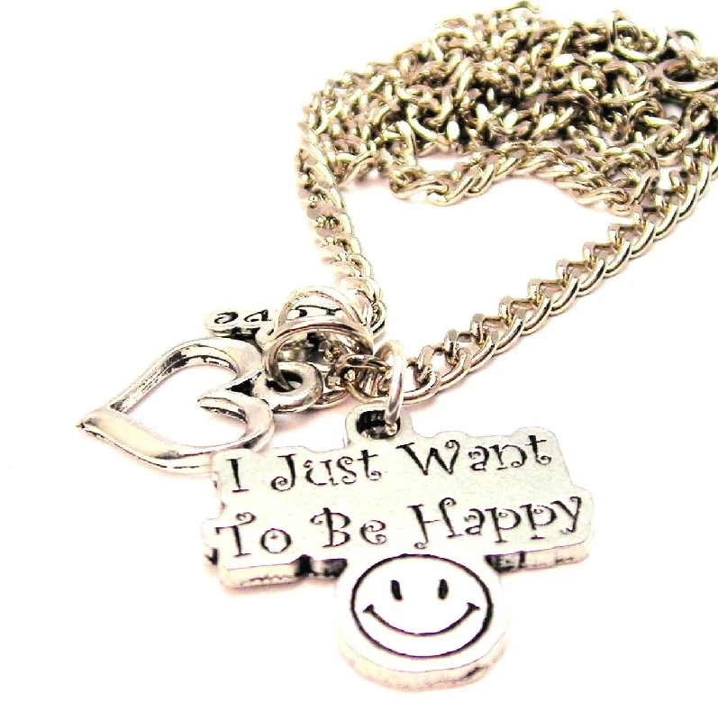 elegant chain necklaces for women -I Just Want To Be Happy Little Love Necklace