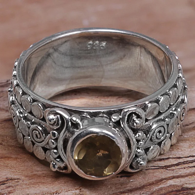 double band rings for women -NOVICA Handmade Swirling Serenity Sterling Silver Citrine Ring (Indonesia)