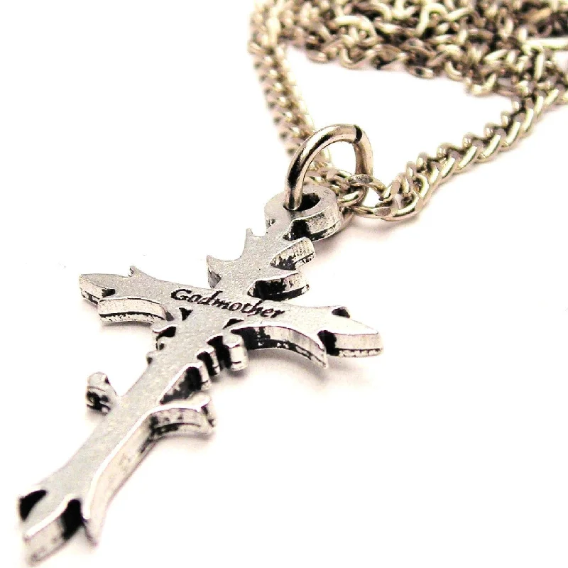 classic pendant necklaces for women -Godmother Cross Single Charm Necklace