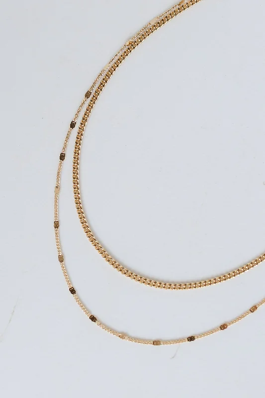 dainty gold necklaces for women -FINAL SALE - Katherine Gold Layered Chain Necklace