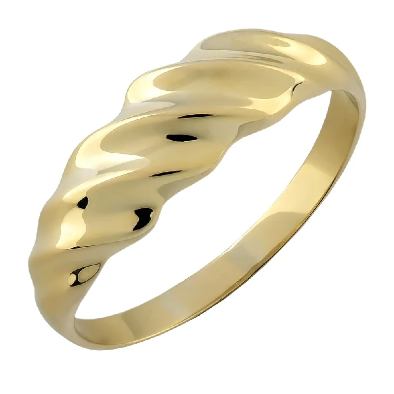 art deco rings for women -Fremada 10k Yellow Gold High Polish Ripple Design Ring