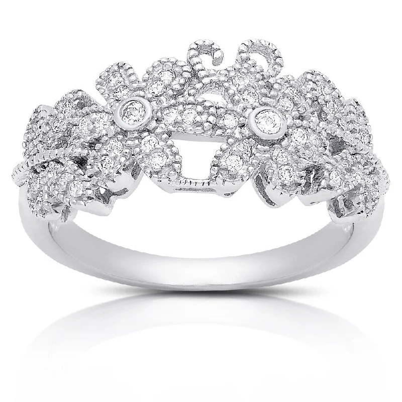 trendy rings for women -Samantha Stone Sterling Silver Cubic Zirconia Flower Design Ring