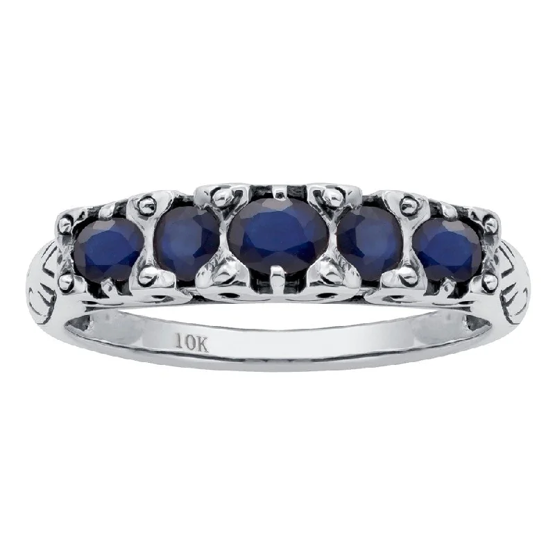 engagement rings with diamonds -Viducci 10k White Gold Genuine Sapphire Anniversary Ring