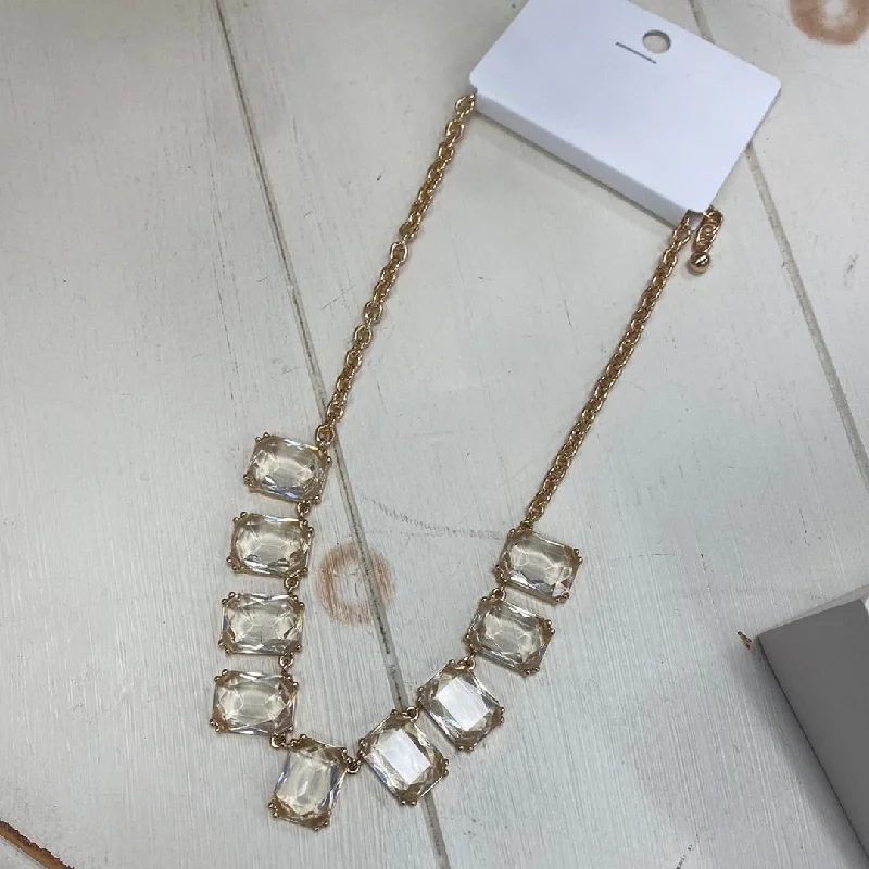 crystal pendant necklaces for women -Clear Glass Pendant Gold Necklace