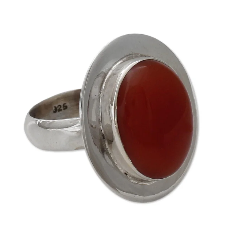 chunky rings for women -Novica Handmade Spicy Hot Carnelian Solitaire Ring