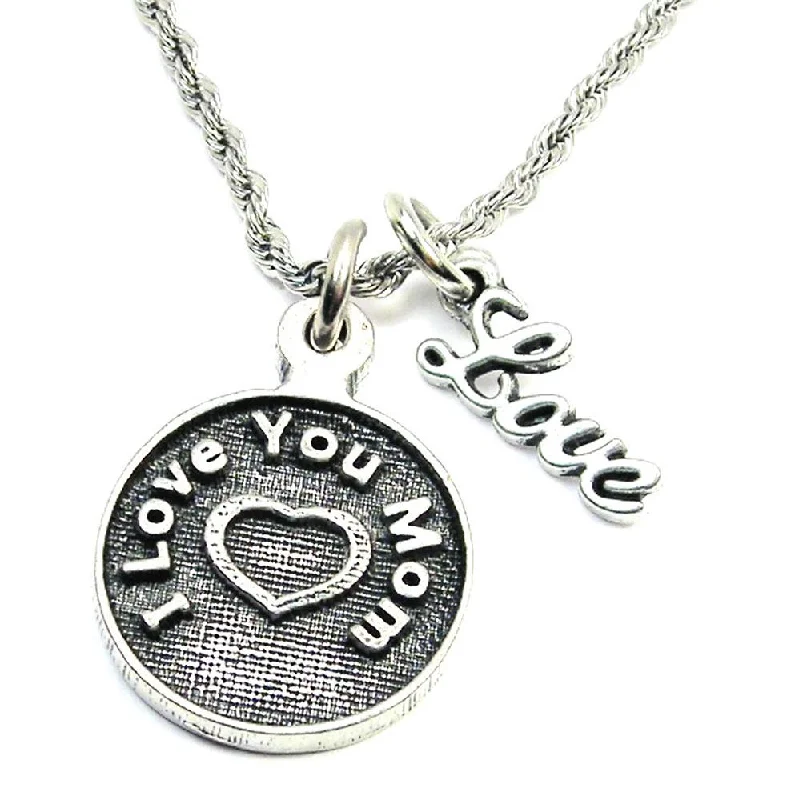 crystal necklaces for women -I Love You Mom Circle 20" Rope Necklace With Love