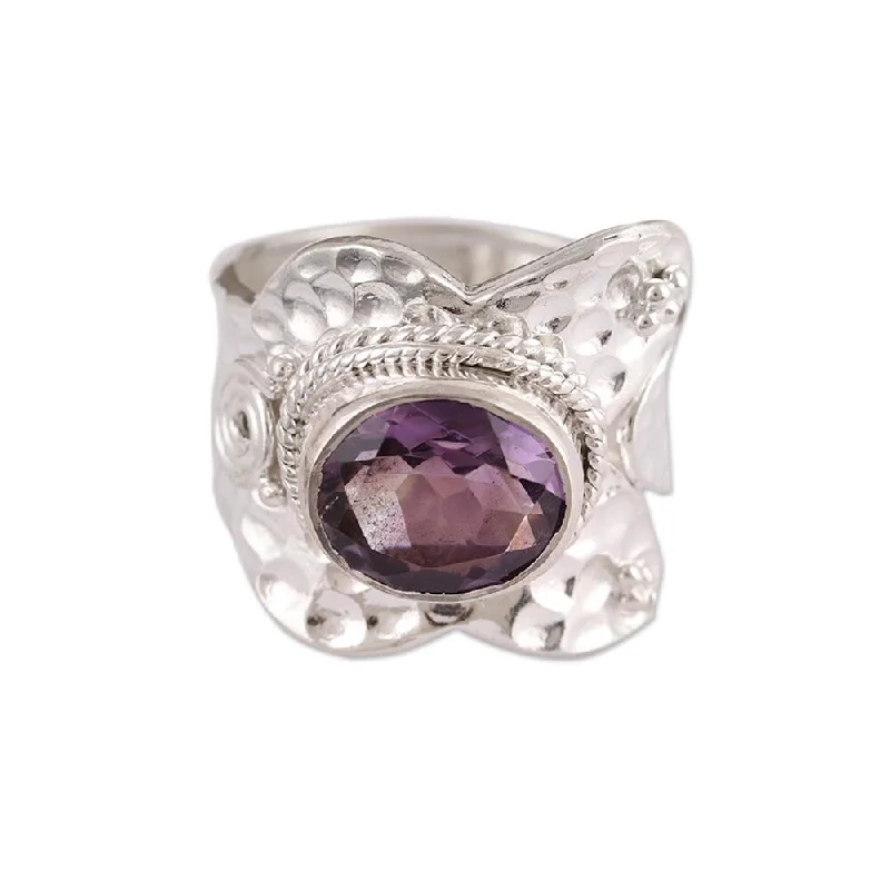 pearl rings for women -Novica Handmade Her Majesty Amethyst Wrap Ring