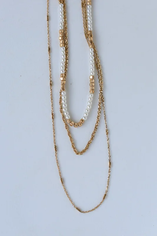 anniversary gift necklaces for women -FINAL SALE - Gianna Gold Beaded Layered Necklace