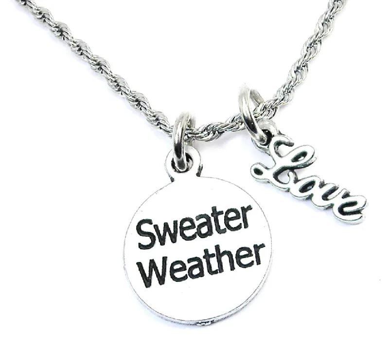 men's style necklaces for women -Sweater Weather 20" Rope Necklace With Love