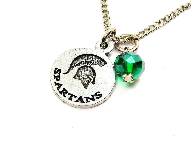 gold bar necklaces for women -Spartans Mascot Necklace with Crystal Accent