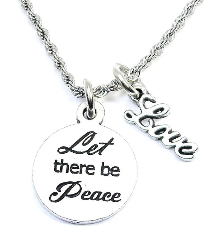 statement necklaces for women -Let There Be Peace 20" Rope Necklace With Love