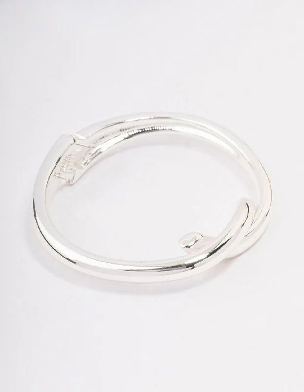 infinity bracelets for women -Silver Knotted Cross Hinge Wrist Cuff