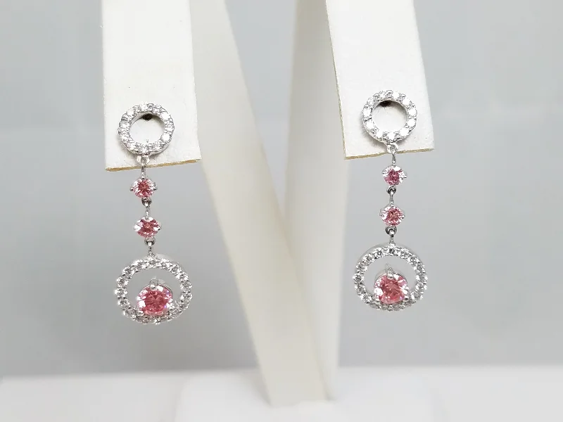 luxury diamond earrings for women -New Exquisite 14k White Gold Natural & Lab Grown Diamond Dangle Earrings