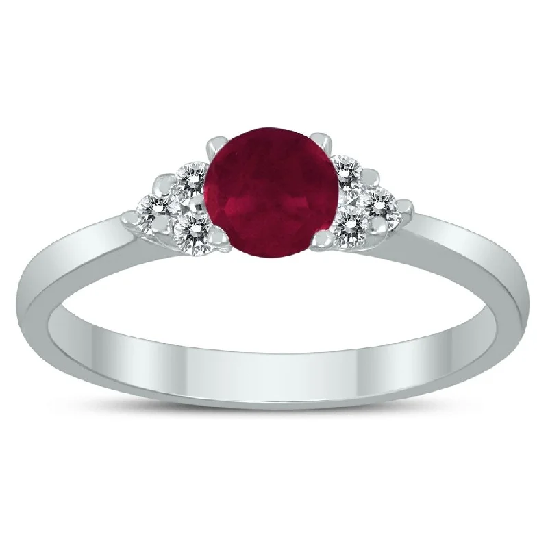 wedding bands for women -4MM Ruby and Diamond Cynthia Ring in 10K White Gold