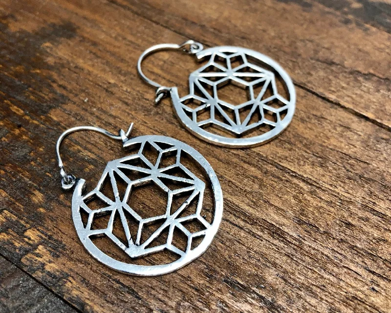 pearl drop earrings for women -Sacred Circle Geometric Earrings