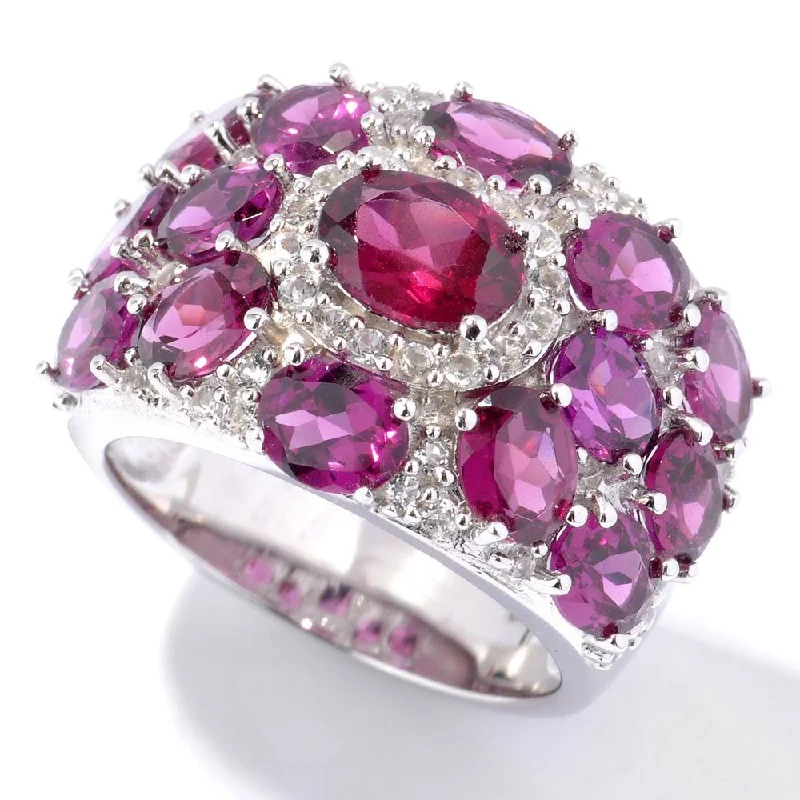 luxury wedding rings -Sterling Silver Rhodolite Garnet and White Topaz Ring