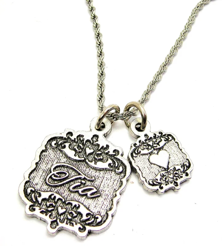 bridal necklaces for women -Tia Victorian Scroll With Victorian Accent Heart 20" Chain Necklace