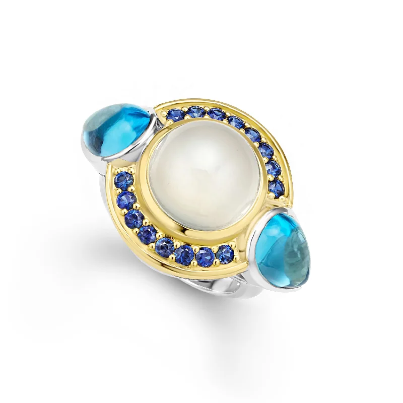 rose gold rings for women -Studio Two-Tone Moonstone and Gemstone Ring