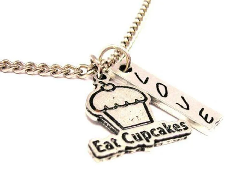 bridal choker necklaces -Eat Cupcakes Love Stick Necklace