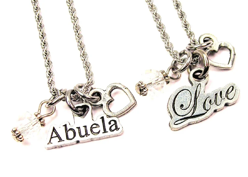 statement necklaces for women -I Love Abuela Set Of 2 Rope Chain Necklaces