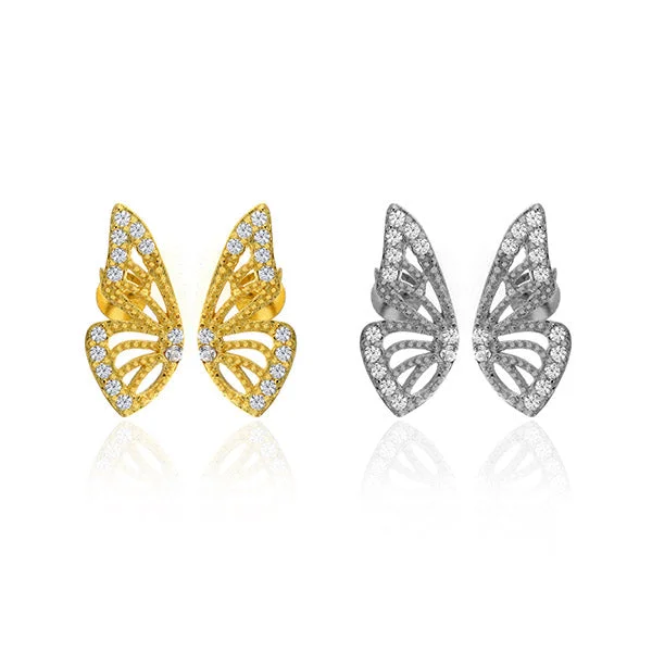 luxury gold earrings for women -Butterfly Kisses Stud