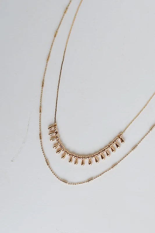 stylish necklaces for women -FINAL SALE - Joanna Gold Layered Chain Necklace