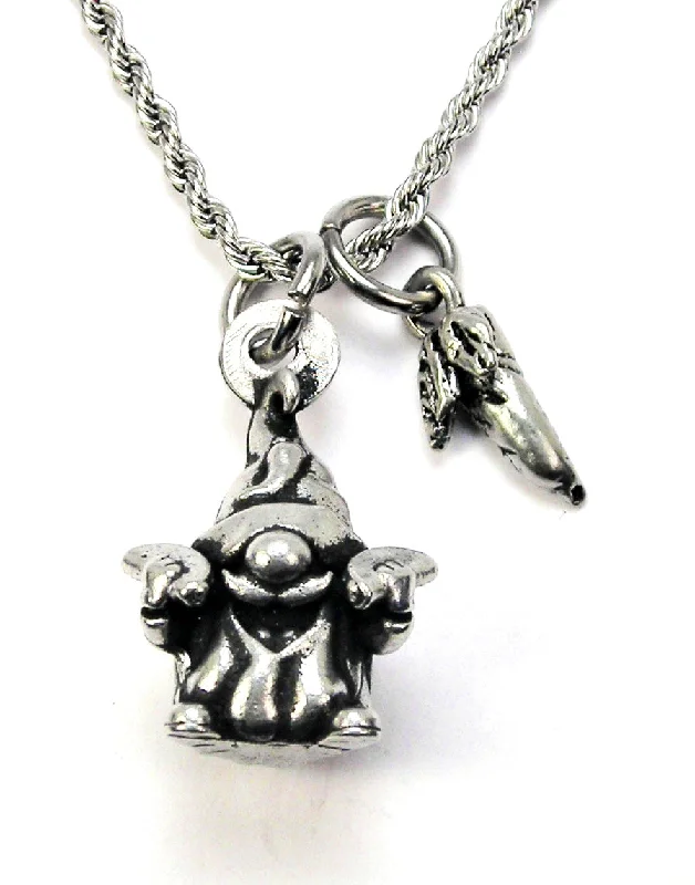 silver chain necklaces for women -Taco Eating Gnome with an extra Jalapeno  20" Chain Necklace