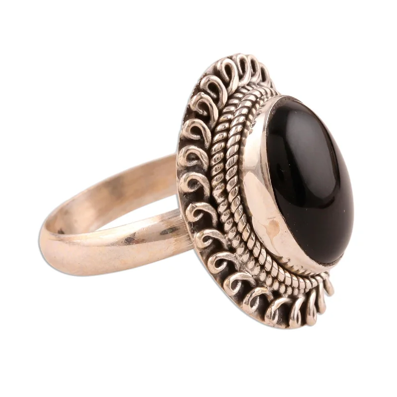 sapphire rings for women -Novica Handmade Black Majesty Onyx Cocktail Ring