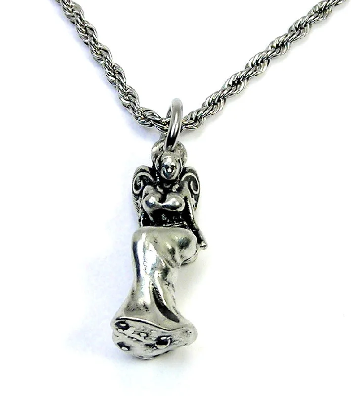 men's style necklaces for women -Voluptuous sitting fairy 3D necklace