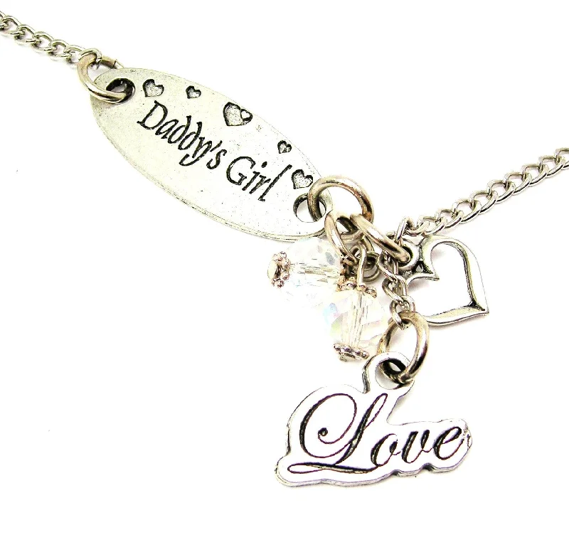 infinity pendant necklaces -Daddy's Girl And Cursive Love Lariat Necklace