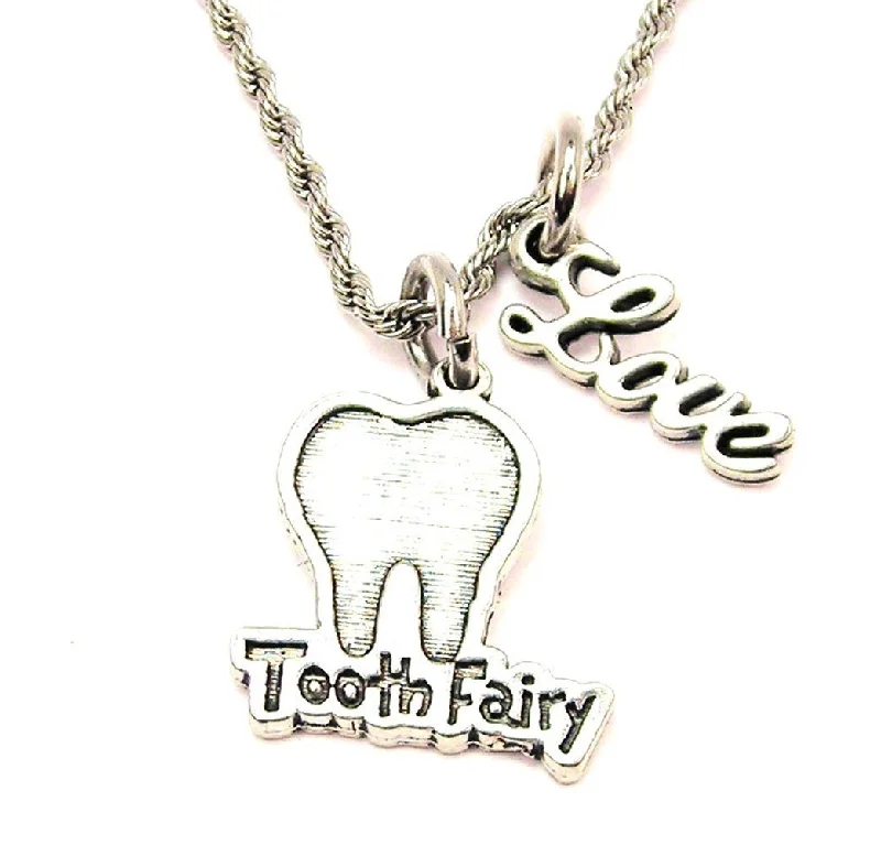 pearl necklaces for women -Tooth Fairy 20" Chain Necklace With Cursive Love Accent