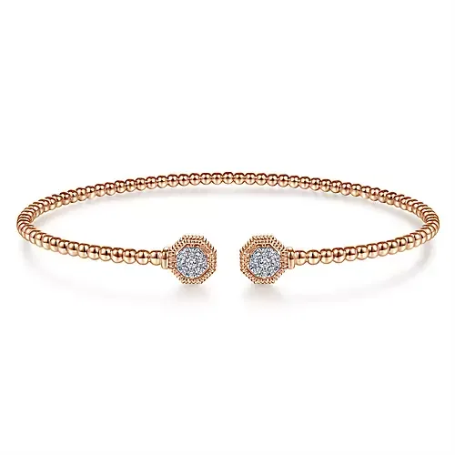 romantic bangles for women -Gabriel & Co Rose Bujukan Diamond Cap Cuff