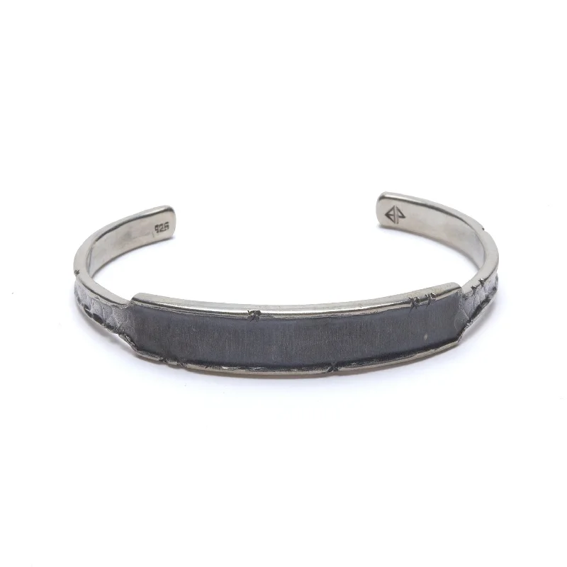 adjustable leather bangles -Tag Cuff