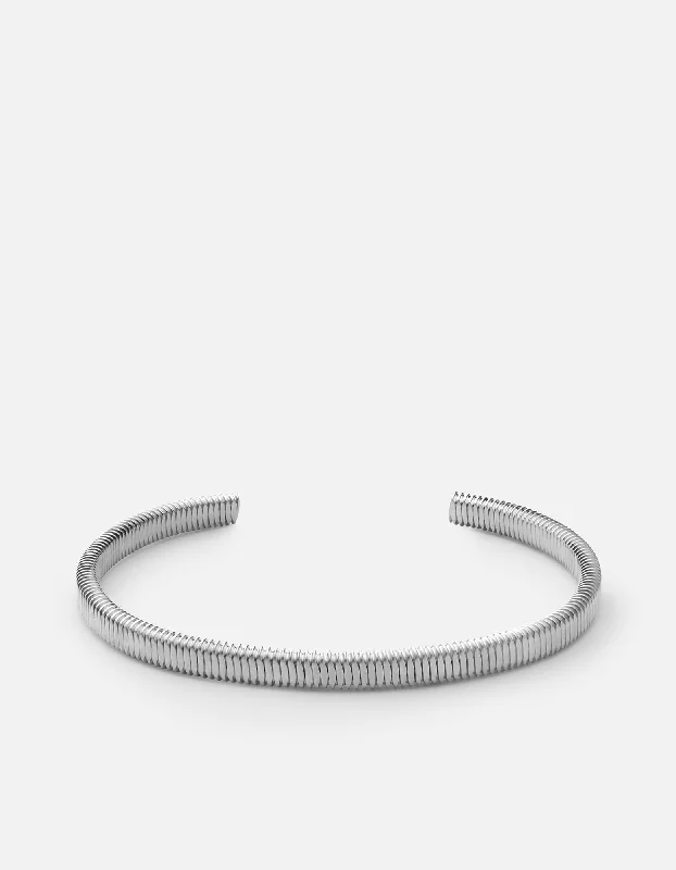 modern bangles for women -Thread Cuff, Matte Silver