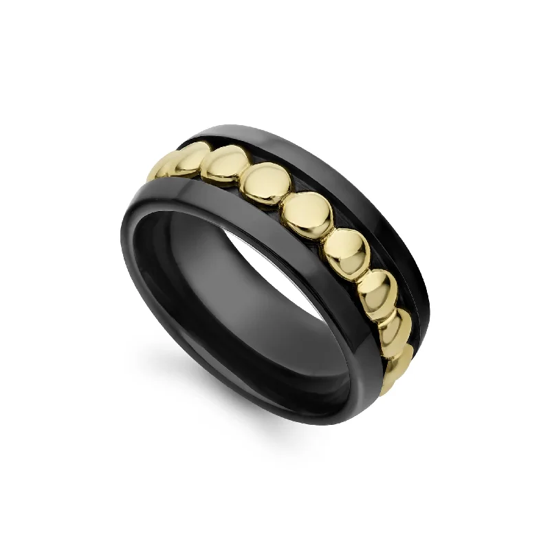 eternity rings with diamonds -Meridian 18K Gold and Black Ceramic Ring