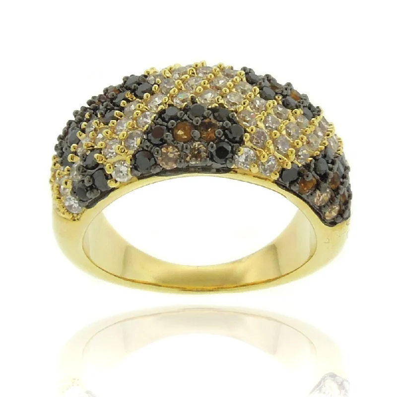 anniversary rings with gemstones -Dolce Giavonna Silver Overlay Cubic Zirconia Leopard Print Ring