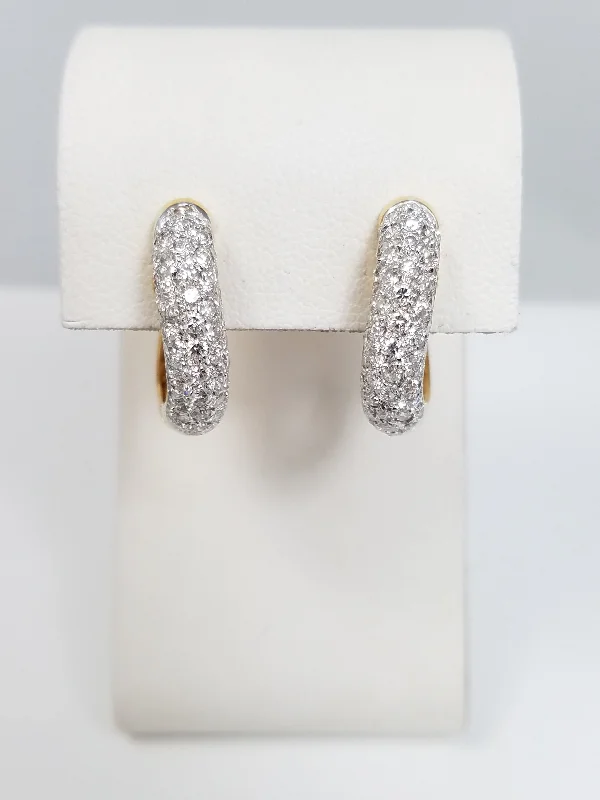 bridal earrings for women -Luxurious 18k Yellow Gold Natural Diamond Huggie Hoop Earrings