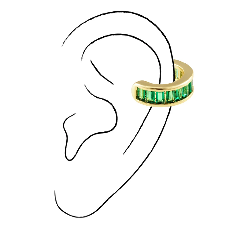 vintage gold bracelets for women -Peyton Cz Ear Cuff Emerald